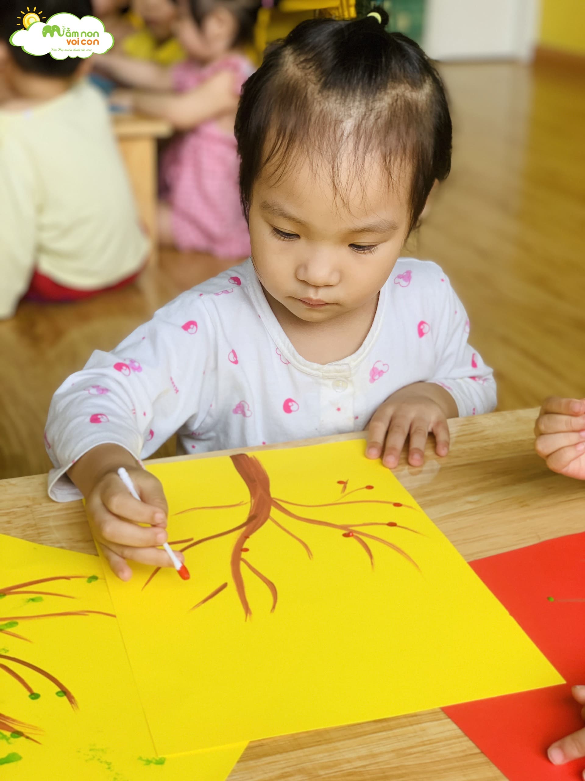 Tạo Hình Từ Màu Nước Và Tăm Bông - TRƯỜNG MẦM NON VOI CON