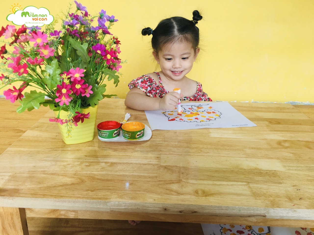 Tạo Hình Từ Màu Nước Và Tăm Bông - TRƯỜNG MẦM NON VOI CON