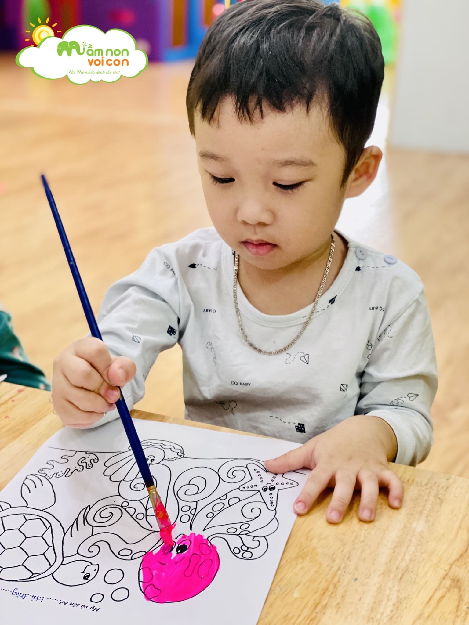 Lớp E3 Cùng Nhau tạo Hình Từ Màu Nước - TRƯỜNG MẦM NON VOI CON