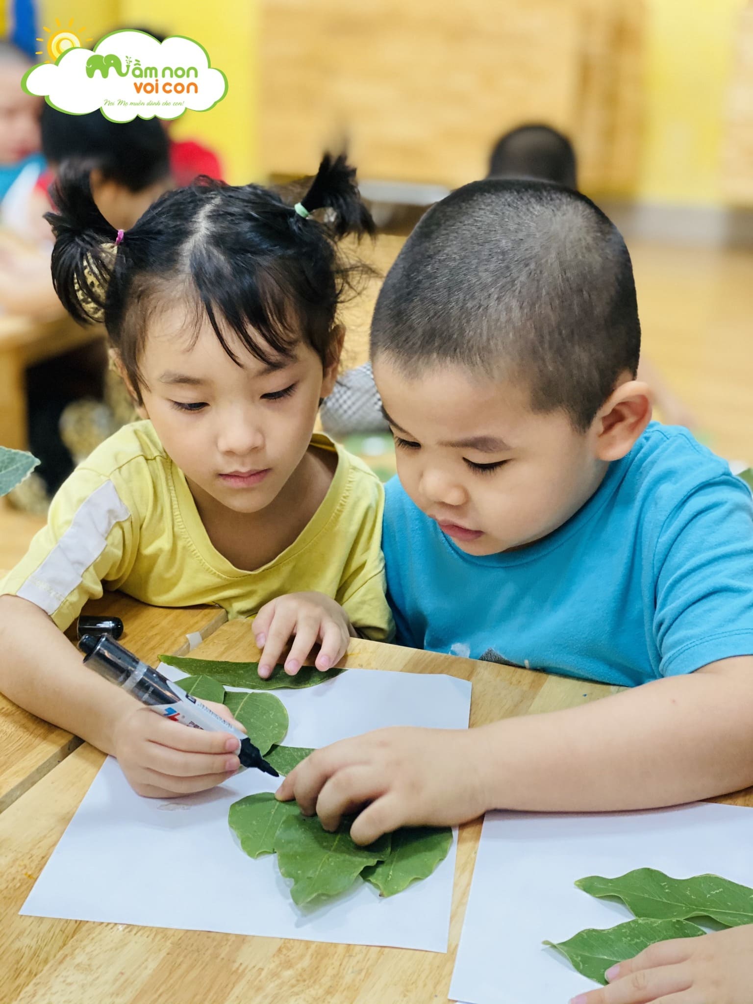 Sáng Tạo Bức Tranh Từ Chiếc Lá - TRƯỜNG MẦM NON VOI CON