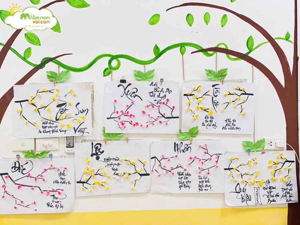 Vẽ Bức Tranh Hoa Đào Hoa Mai - TRƯỜNG MẦM NON VOI CON