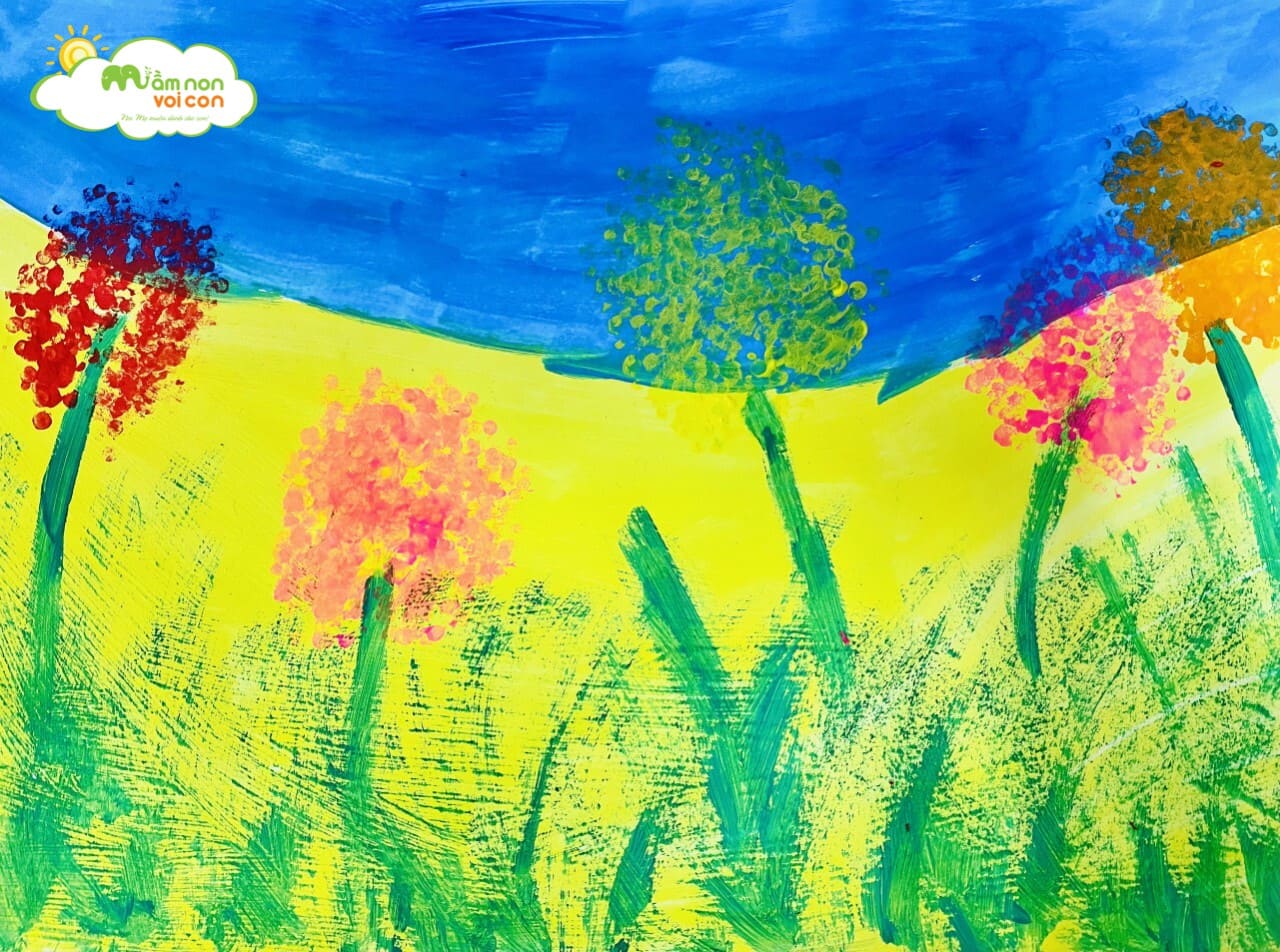 HOẠT ĐỘNG TẠO HÌNH: VẼ BỨC TRANH VỀ HOA MÙA XUÂN #LỚP_E7 - TRƯỜNG MẦM NON VOI CON