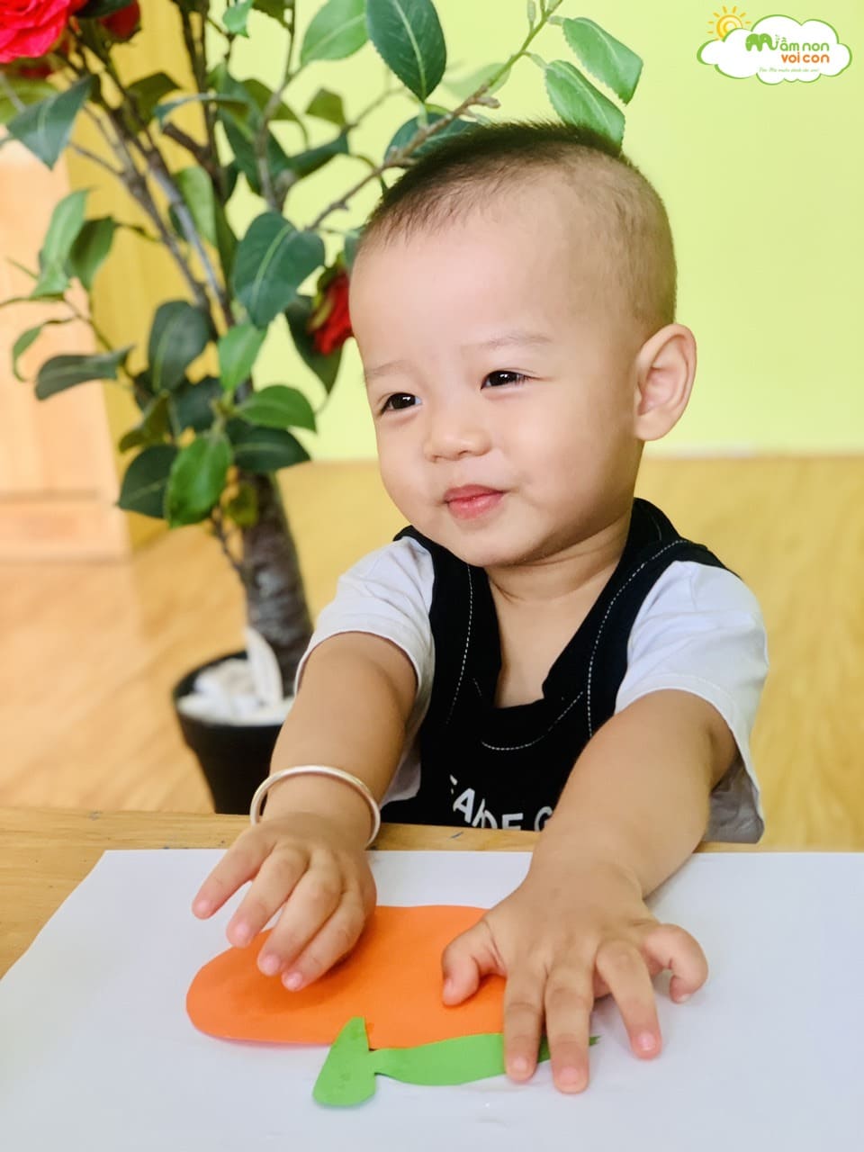 HOẠT ĐỘNG TẠO HÌNH: DÁN QUẢ TÁO - TRƯỜNG MẦM NON VOI CON