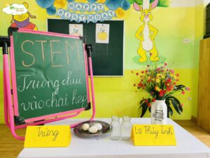 STEM KHOA HỌC: TRỨNG CHUI VÀO CHAI HẸP - TRƯỜNG MẦM NON VOI CON