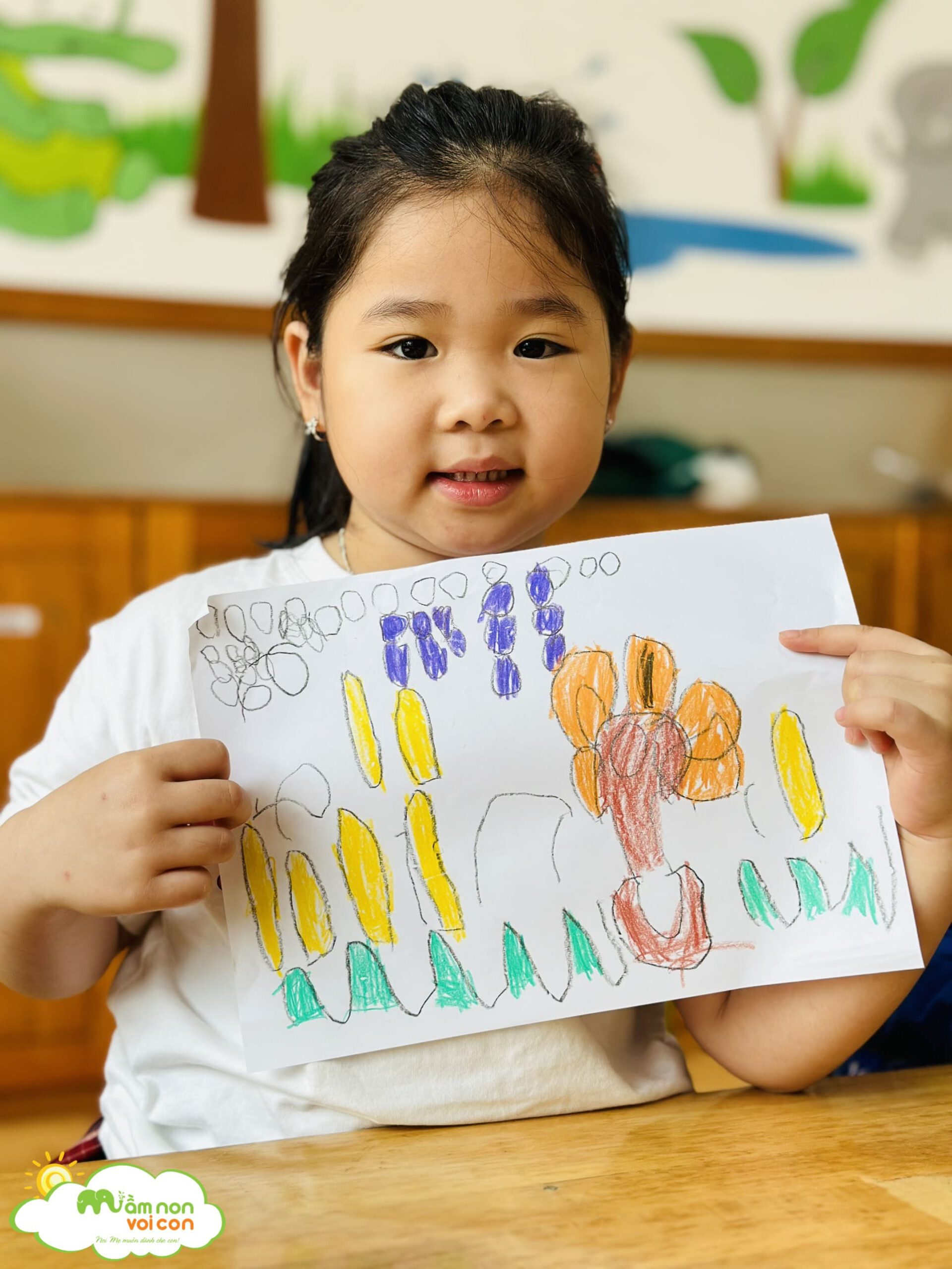 GIỜ MỸ THUẬT: VẼ VƯỜN CÂY ĂN QUẢ - TRƯỜNG MẦM NON VOI CON