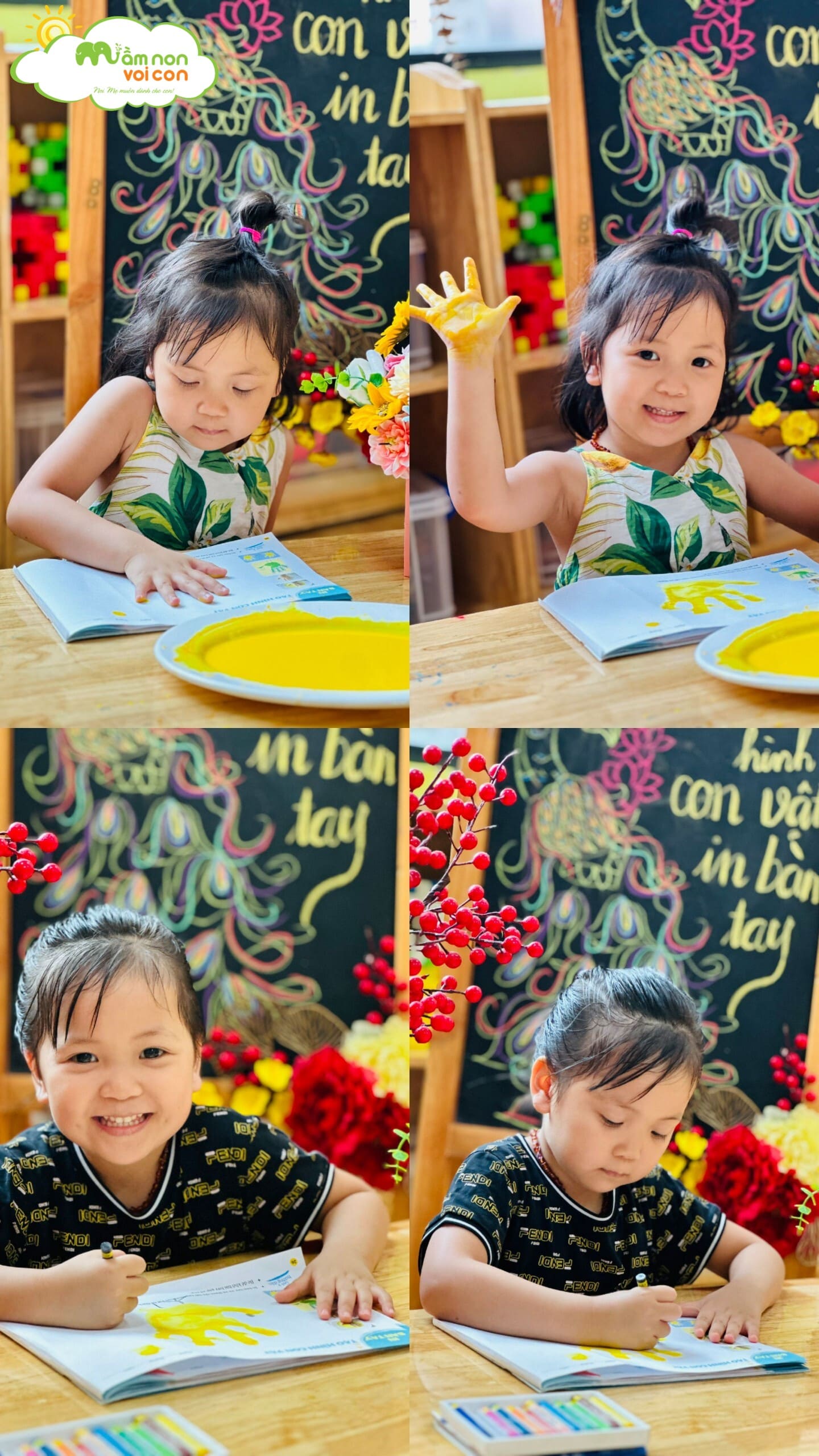 TẠO HÌNH SÁNG TẠO: IN BÀN TAY TẠO HÌNH CON VẬT - TRƯỜNG MẦM NON VOI CON