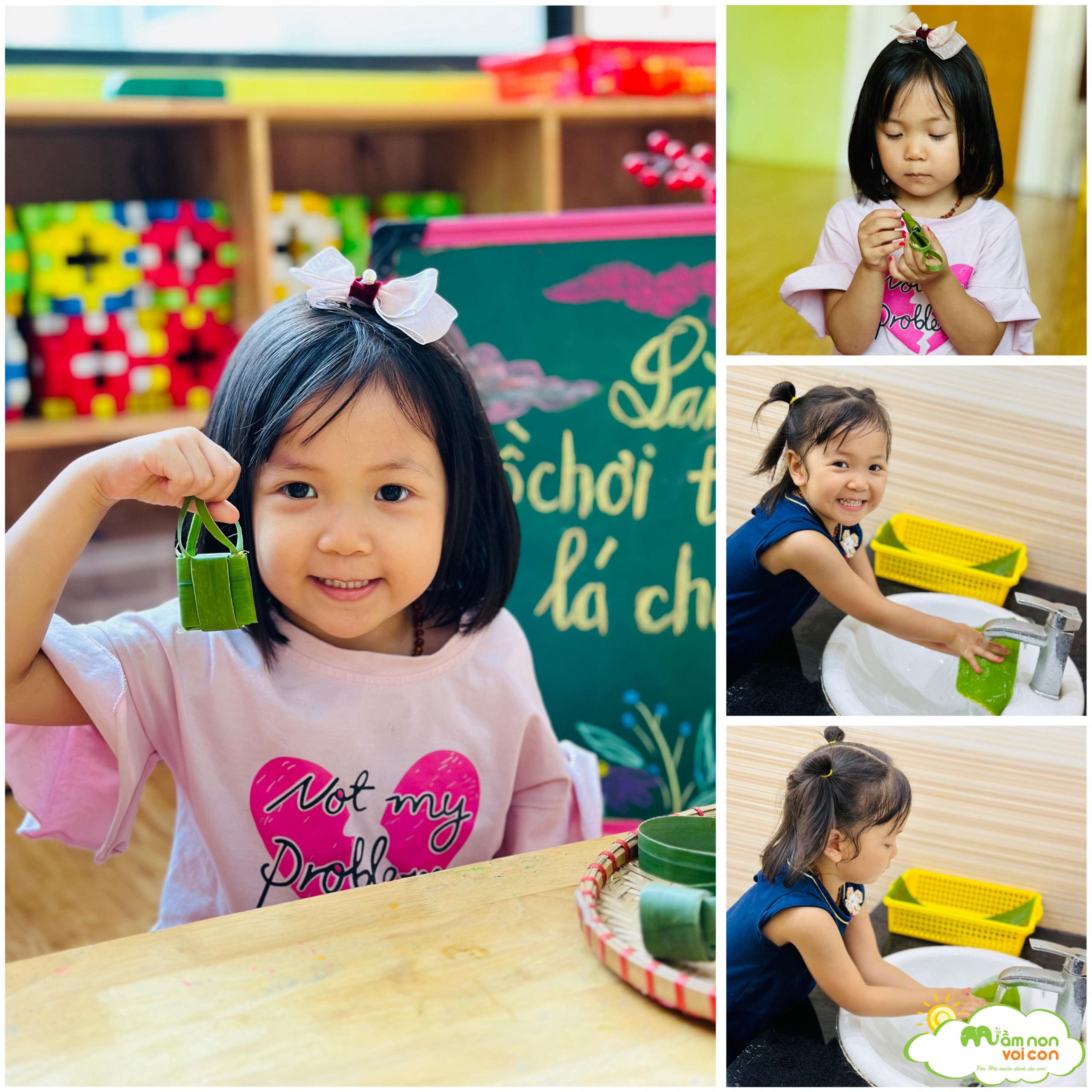 SÁNG TẠO: LÀM ĐỒ CHƠI TỪ LÁ CHUỐI - TRƯỜNG MẦM NON VOI CON