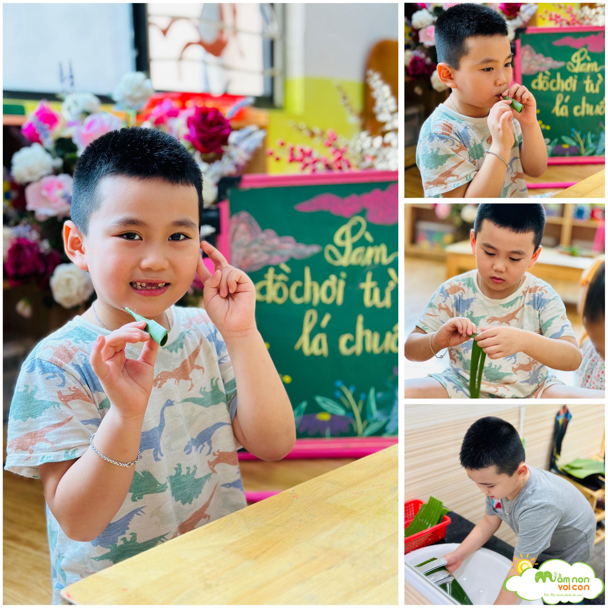 SÁNG TẠO: LÀM ĐỒ CHƠI TỪ LÁ CHUỐI - TRƯỜNG MẦM NON VOI CON