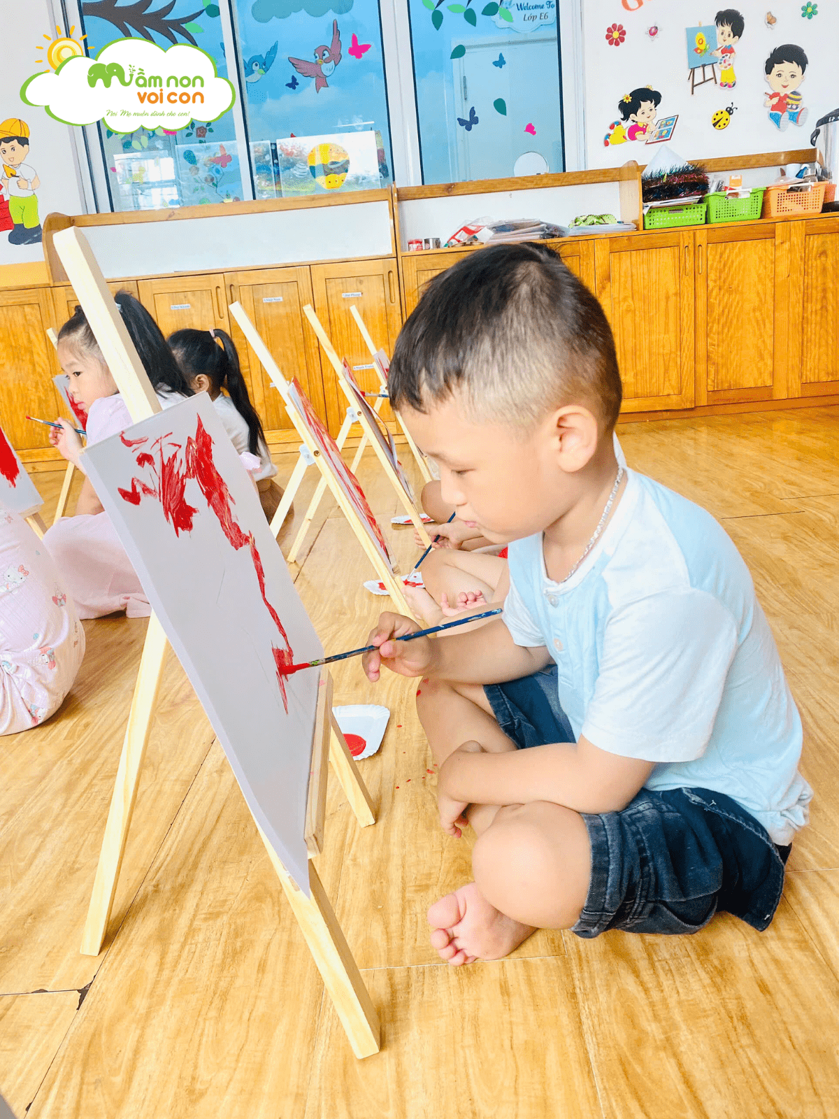 TẠO HÌNH VẼ QUỐC KỲ VIỆT NAM CHÀO MỪNG QUỐC KHÁNH 2/9 - TRƯỜNG MẦM NON VOI CON