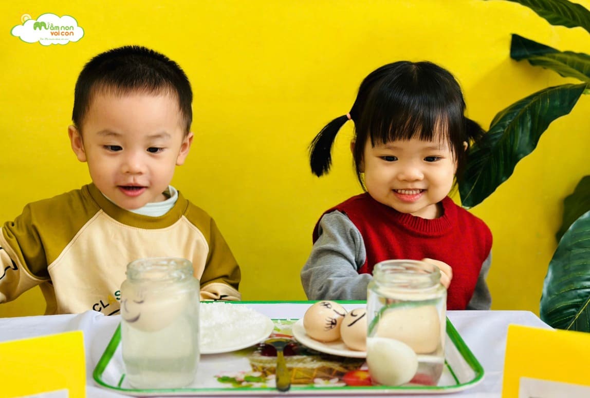 THÍ NGHIỆM: “TRỨNG CHÌM, TRỨNG NỔI” - TRƯỜNG MẦM NON VOI CON