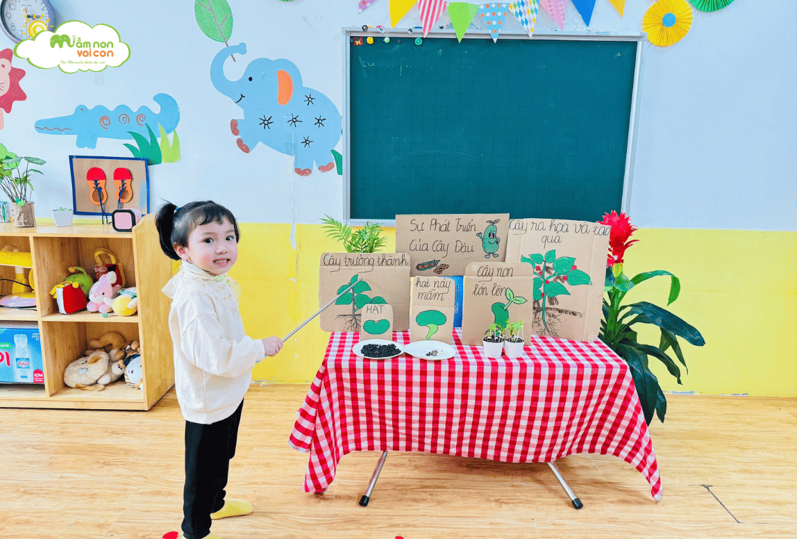 KHÁM PHÁ: SỰ PHÁT TRIỂN CỦA CÂY ĐẬU - LỚP E4 - TRƯỜNG MẦM NON VOI CON