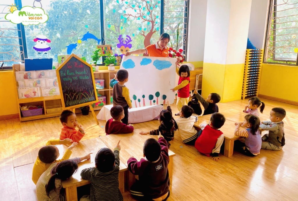 TẠO HÌNH: “TRANG TRÍ ĐÁM MÂY CỦA BÉ” - TRƯỜNG MẦM NON VOI CON