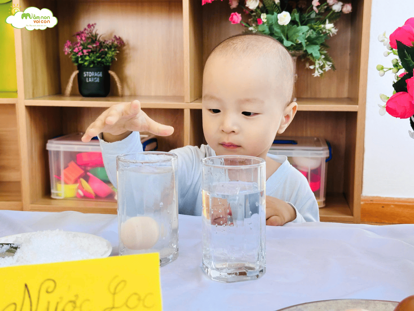 THÍ NGHIỆM “TRỨNG CHÌM – TRỨNG NỔI” CỰC THÚ VỊ CỦA CÁC BẠN NHỎ LỚP E3 - TRƯỜNG MẦM NON VOI CON