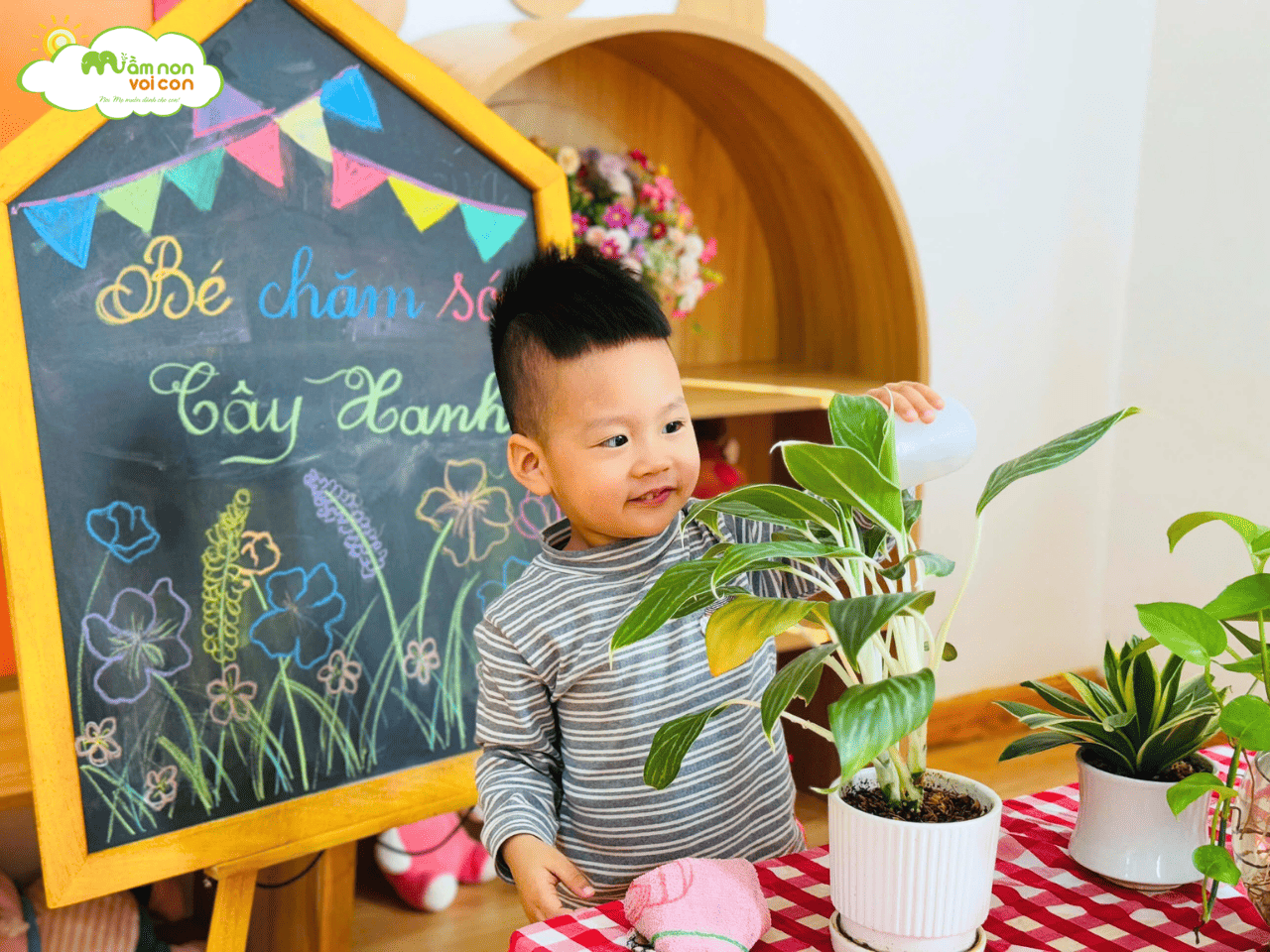 HOẠT ĐỘNG TRẢI NGHIỆM: “BÉ CHĂM SÓC CÂY XANH” - TRƯỜNG MẦM NON VOI CON