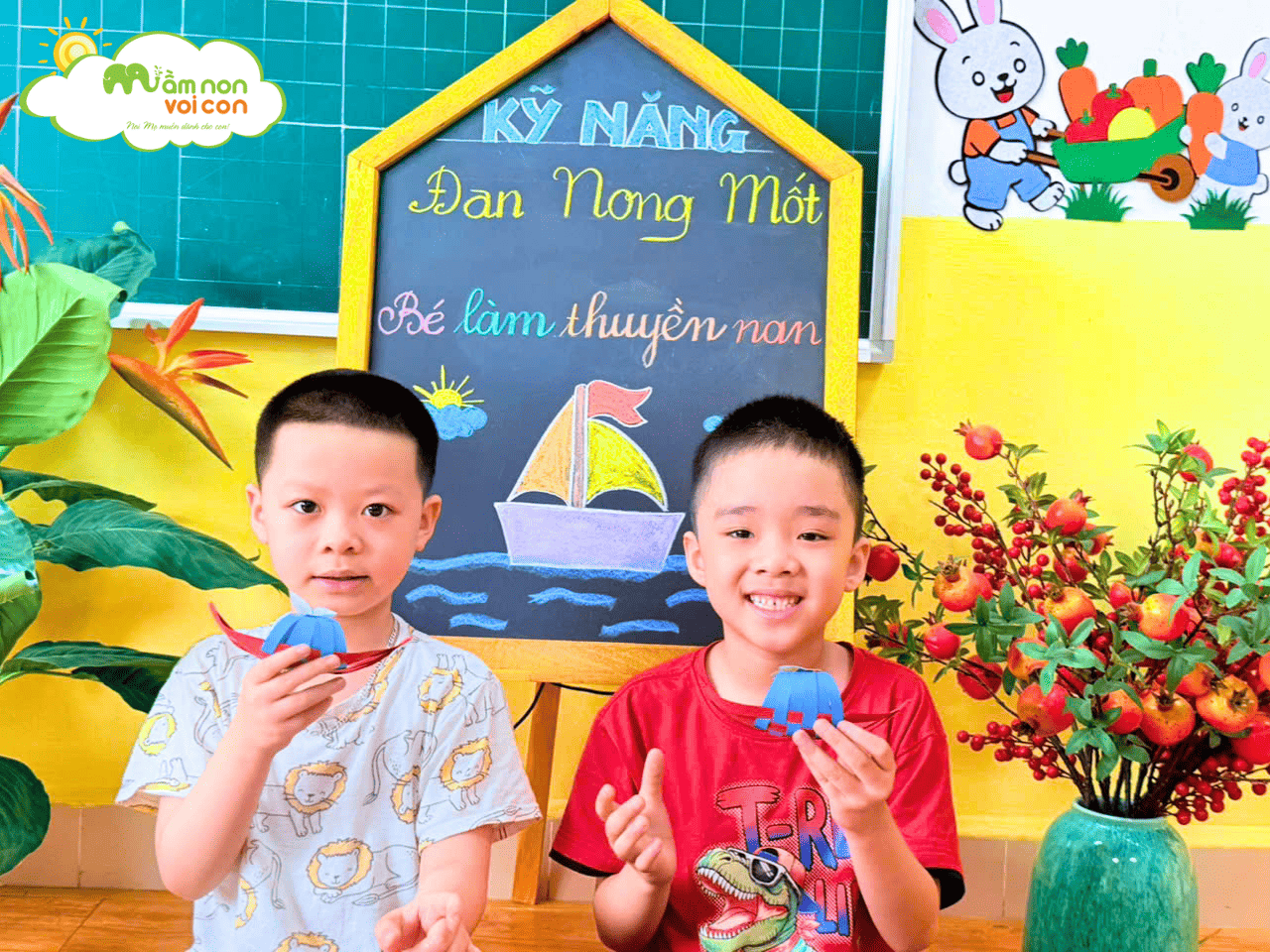 KỸ NĂNG ĐAN NONG MỐT – BÉ LÀM THUYỀN NAN - TRƯỜNG MẦM NON VOI CON