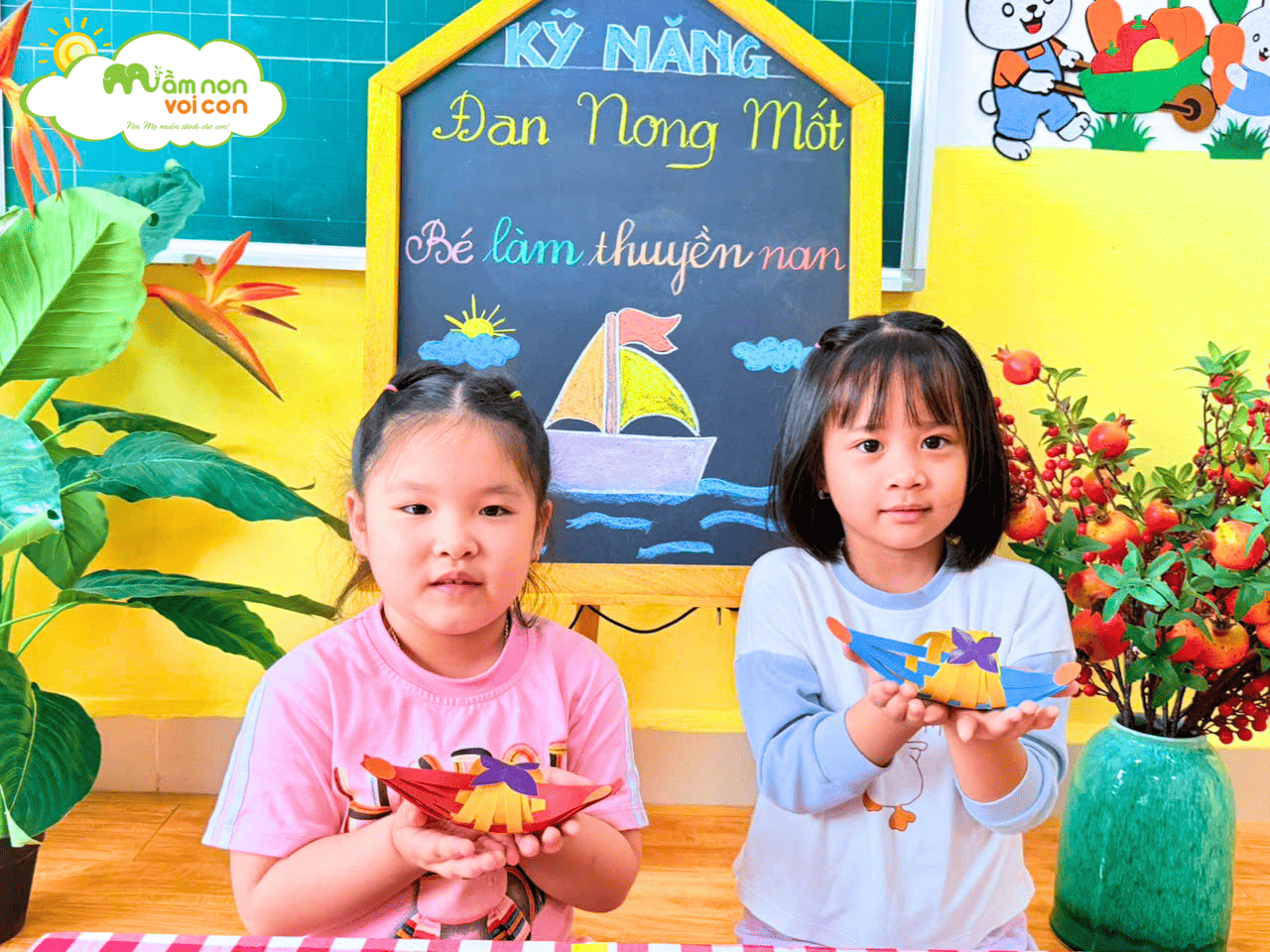 KỸ NĂNG ĐAN NONG MỐT – BÉ LÀM THUYỀN NAN - TRƯỜNG MẦM NON VOI CON